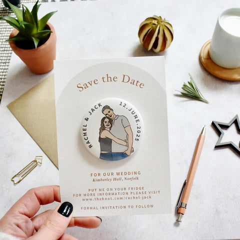 Bespoke Couple Illustration Save The Date Magnet