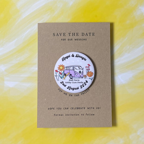 RETRO STYLE WEDDING camperfan/FESTIVAL SAVE THE DATE MAGNET