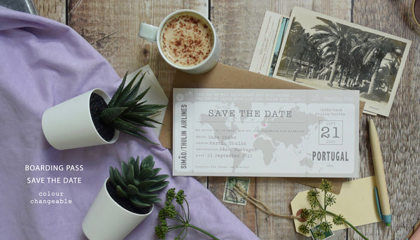 Map Location Boarding Pass Save the Date