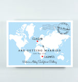 TRAVEL INSPIRED WORLD MAP WEDDING INVITATION