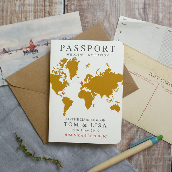 World Map Passport Invitation