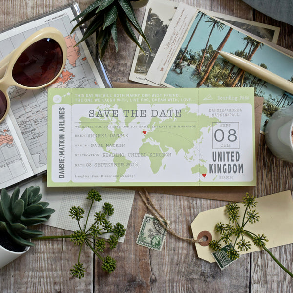 Map Location Boarding Pass Save the Date